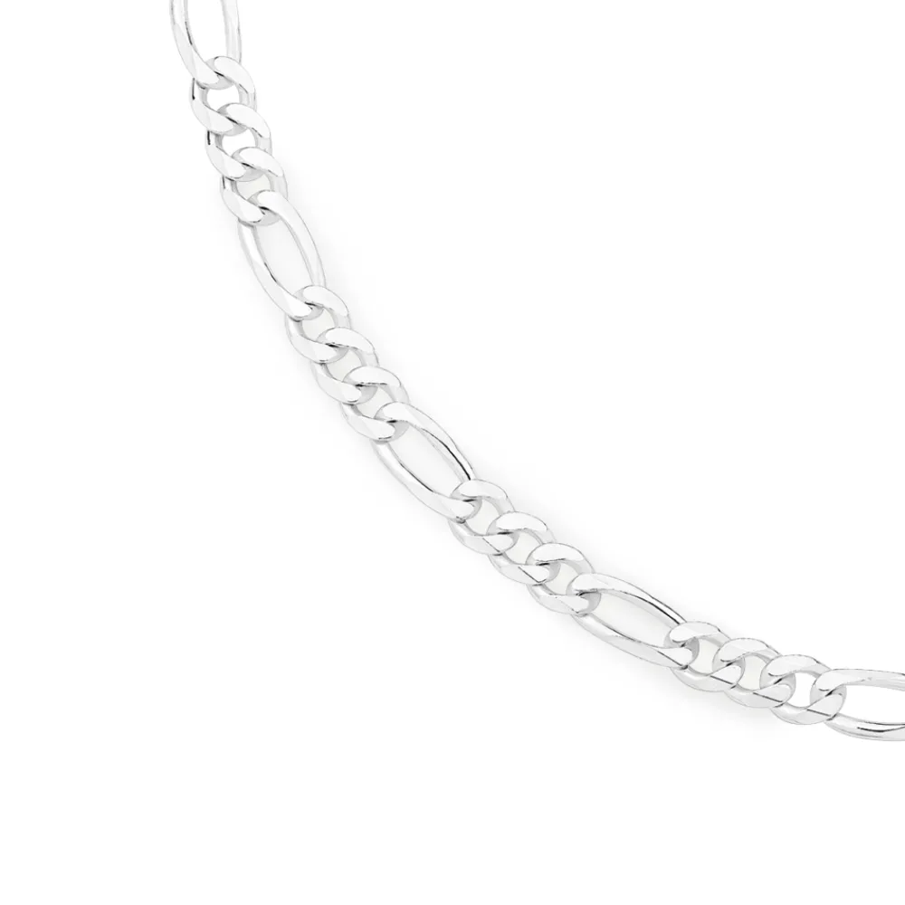 Prouds Necklaces>Sterling Silver 55Cm 3+1 Figaro Chain