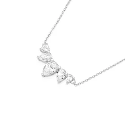 Prouds Necklaces>Sterling Silver 45Cm Five Pear Cubic Zirconia Necklet " Top Off Any Outfits" In White