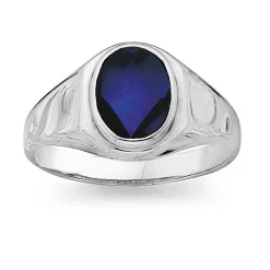 Prouds Rings>Sterling Silver Created Blue Stone Gents Ring In Blue