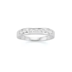 Prouds Rings>Sterling Silver Cubic Zirconia Channel Set Ring In White
