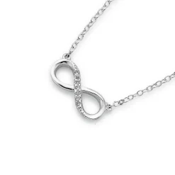 Prouds Necklaces>Sterling Silver Cubic Zirconia Infinity Necklet In White