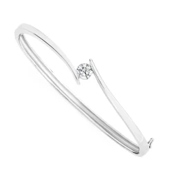 Prouds Bangles>Sterling Silver Cubic Zirconia Bangle In White