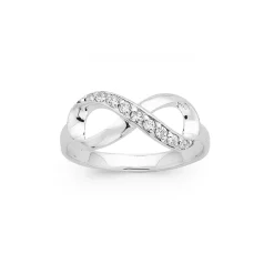 Prouds Rings>Sterling Silver Cubic Zirconia Infinity Ring In White