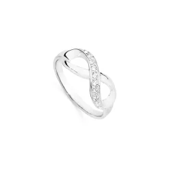 Prouds Rings>Sterling Silver Cubic Zirconia Infinity Ring In White