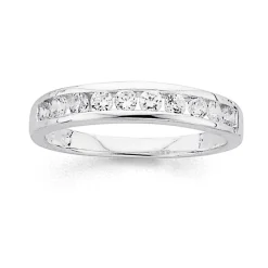 Prouds Rings>Sterling Silver Cubic Zirconia Anniversary Ring In White
