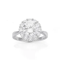 Prouds Rings>Sterling Silver Cubic Zirconia Round Cluster Ring In White