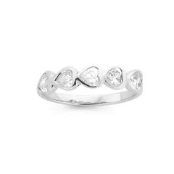 Prouds Rings>Sterling Silver Cubic Zirconia Heart Dress Ring In White