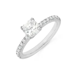 Prouds Rings>Sterling Silver Cushion Cz Band Ring In White