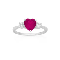 Prouds Rings>Sterling Silver Cz Heart Ring In Pink
