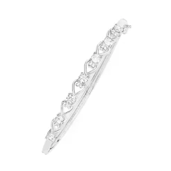 Prouds Bangles>Sterling Silver Cz Hearts Bangle In White