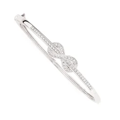 Prouds Bangles>Sterling Silver Cz Infinity Bangle In White