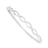 Prouds Bangles>Sterling Silver Cz Open Twist Bangle In White