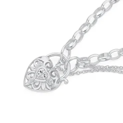 Prouds Bracelets>Sterling Silver Cz Padlock Bracelet In White