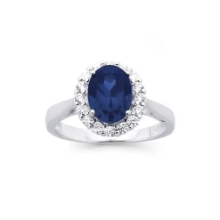 Prouds Rings>Sterling Silver Dark Blue Cubic Zirconia Cluster Ring In Blue