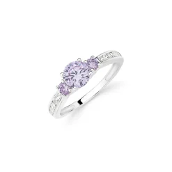 Prouds Rings>Sterling Silver Lavender Cz Dress Ring In Purple