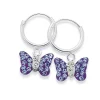 Prouds Earrings>Sterling Silver Lavender Crystal Butterfly Earrings In Purple