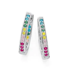 Prouds Earrings>Sterling Silver Multi-Colour Cz Hoop Earrings In Multi-Colour