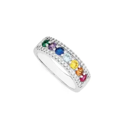 Prouds Rings>Sterling Silver Multi-Colour Cz Ring In Multi-Colour