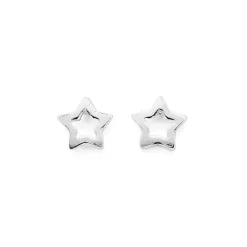 Prouds Earrings>Sterling Silver Open Star Stud Earrings