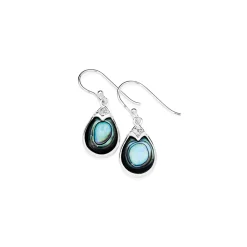 Prouds Earrings>Sterling Silver Paua Shell And Cubic Zirconia Earrings In Blue