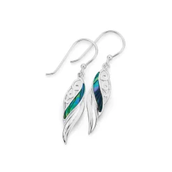 Prouds Earrings>Sterling Silver Paua Shell Scroll Twist Drop Earrings In Blue