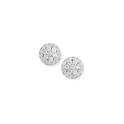 Prouds Earrings>Sterling Silver Pave Cubic Zirconia Ball Stud Earrings In White
