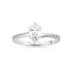 Prouds Rings>Sterling Silver Pear Cz Band Ring In White