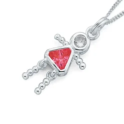 Prouds Pendants>Sterling Silver Pink Cubic Zirconia Girl Charm In Pink