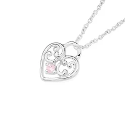 Prouds Pendants>Sterling Silver Pink Cubic Zirconia Heart Pendant In Pink