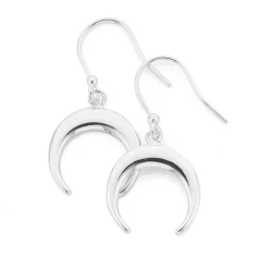 Prouds Earrings>Sterling Silver Plain Crescent Moon Earrings