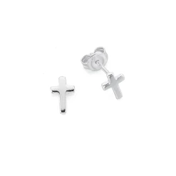 Prouds Earrings>Sterling Silver Plain Cross Stud Earrings