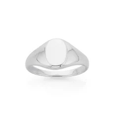 Prouds Rings>Sterling Silver Plain Oval Signet Ring Size K