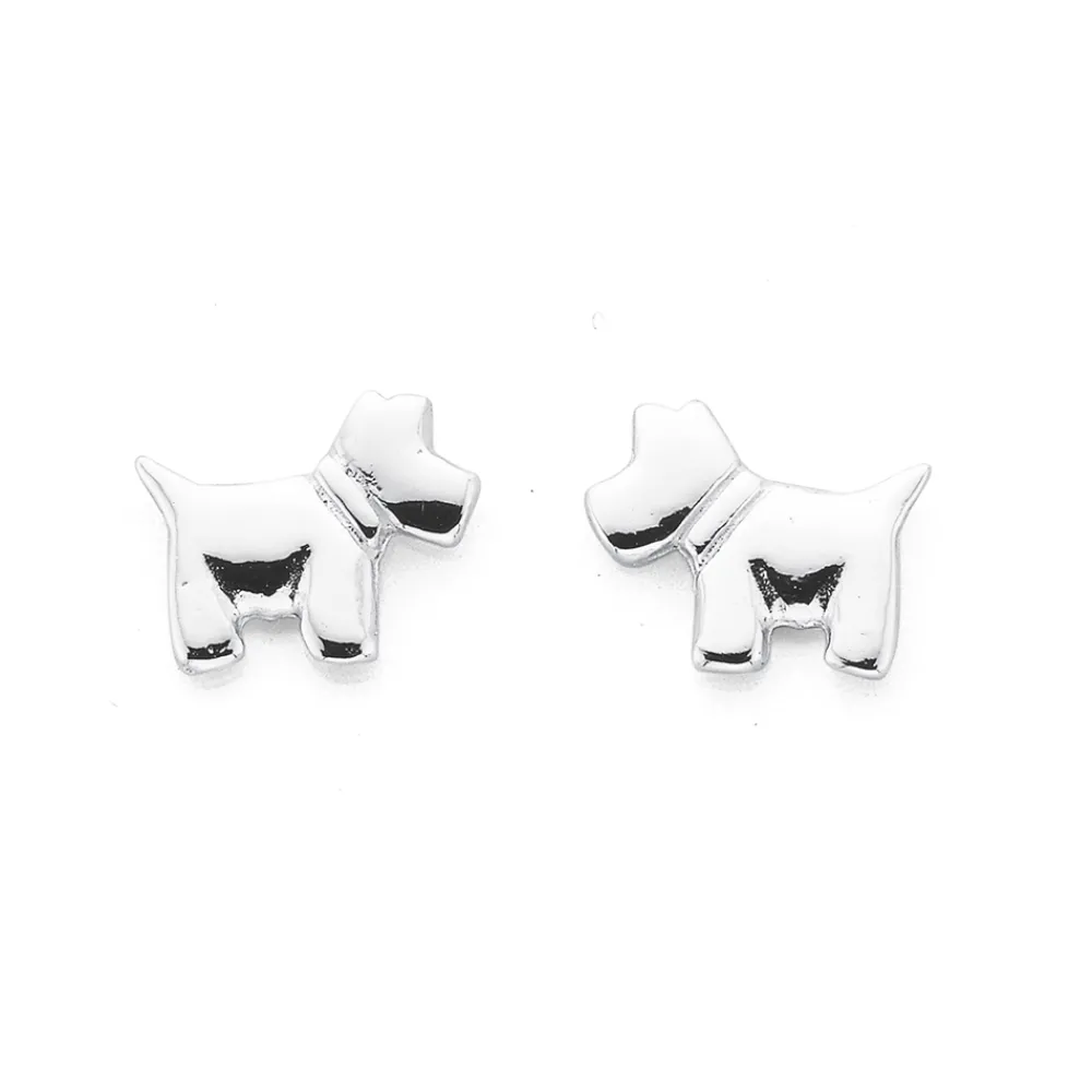 Prouds Earrings>Sterling Silver Puppy Stud Earrings