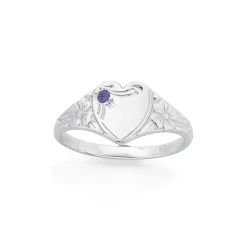 Prouds Rings>Sterling Silver Purple Cz Fancy Heart Ring