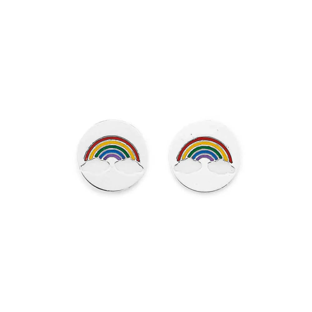 Prouds Earrings>Sterling Silver Rainbow Round Earrings