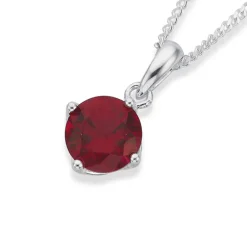 Prouds Pendants>Sterling Silver Red Cubic Zirconia 6.5Mm Claw Set Pendant In Red