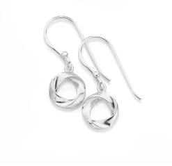 Prouds Earrings>Sterling Silver Ribbon Twist Open Circle Drop Earrings