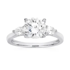 Prouds Rings>Sterling Silver Round And Pear Cz Ring In White
