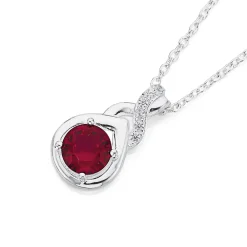 Prouds Pendants>Sterling Silver Round Cz Kiss Pendant In White