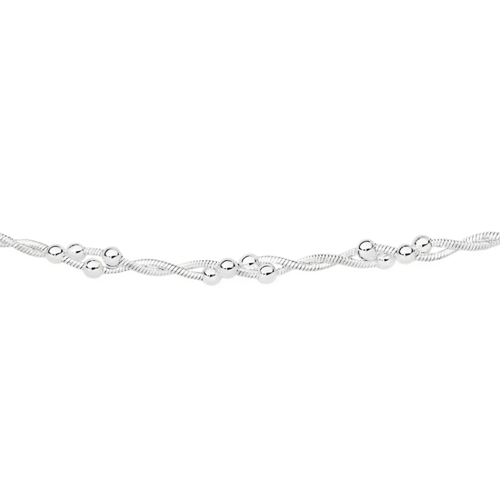 Prouds Necklaces>Sterling Silver Serpentine Twist & Ball Necklet