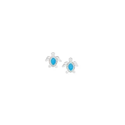 Prouds Earrings>Sterling Silver Synthetic Opal And Cubic Zirconia Turtle Stud Earrings