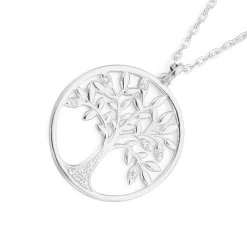 Prouds Pendants>Sterling Silver Tree Of Life Cz Pendant In White