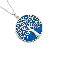 Prouds Pendants>Sterling Silver Tree Of Life Pendant In Blue