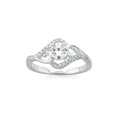 Prouds Rings>Sterling Silver Tween Cubic Zirconia Twist Ring In White