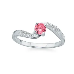 Prouds Rings>Sterling Silver Tween Pink Cubic Zirconia Twist Ring In Pink