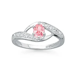 Prouds Rings>Sterling Silver Tween Pink Cubic Zirconia Oval Ring In Pink