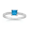 Prouds Rings>Sterling Silver Tween Square Blue Cubic Zirconia Ring In Blue