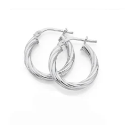 Prouds Earrings>Sterling Silver Twist Hoop Earrings