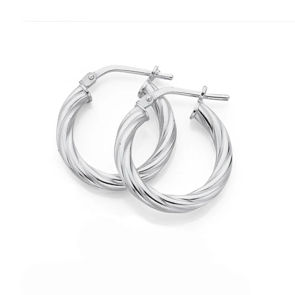 Prouds Earrings>Sterling Silver Twist Hoop Earrings
