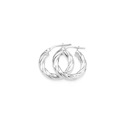 Prouds Earrings>Sterling Silver Twist Hoops 12Mm